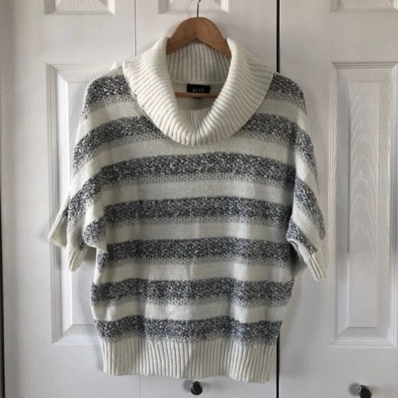 4/$25 Alyx Striped Batwing Sleeve Cowl Neck Knit Sweater - Picture 1 of 8